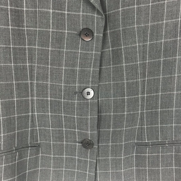 Giorgio Armani Le Collezioni Gray Windowpane Blazer Jacket Vintage - Picture 6 of 8